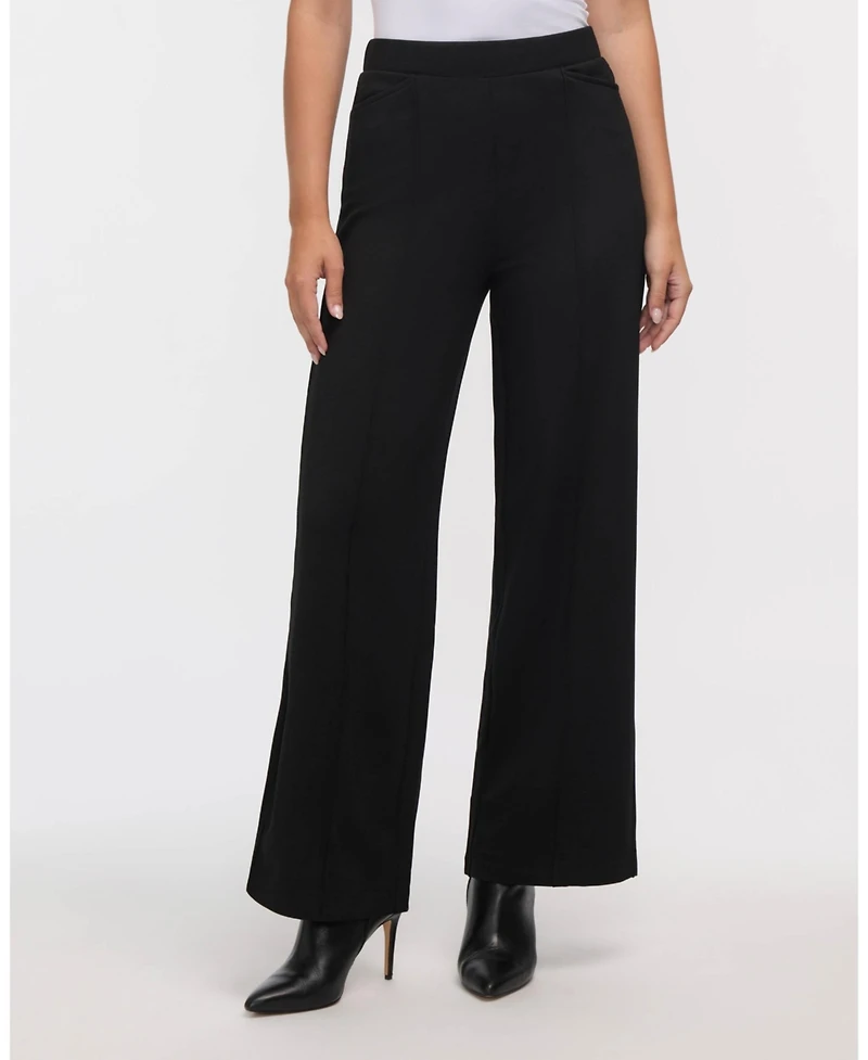 Ellen Tracy Women's Pull-On Wide Leg Pant with Pintuck Detail