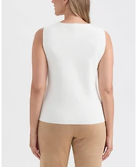 Ellen Tracy Women's Crew Neck Sweater with Button Detail