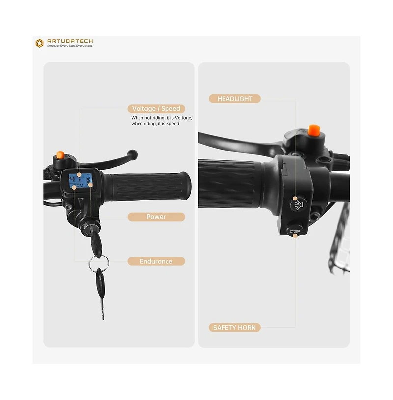 Artudatech 500W 48V 13A Electric Snow Tricycle 3 wheel e-bike 4.0 Fat Tire Tricycle