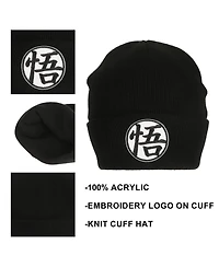 Dragon Ball Z Men's Goku Symbol Embroidery On Acrylic Knit Standard Cuff Beanie