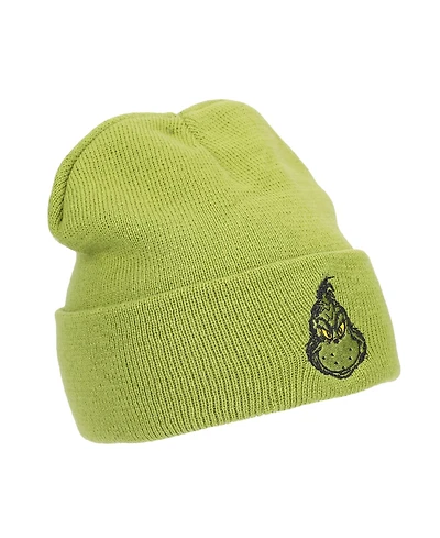 The Grinch Men's Embroidery Green Acrylic Yarn Standard Cuff Beanie