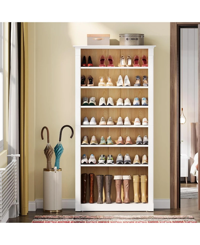 Tribesigns 8-Tier Shoe Rack, Wooden Freestanding Shoe Storage Cabinet for 32-40 Pairs, 70.9-Inch Tall Shoe Organizer Shelf for Entryway, Closet
