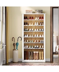 Tribesigns 8-Tier Shoe Rack, Wooden Freestanding Shoe Storage Cabinet for 32-40 Pairs, 70.9-Inch Tall Shoe Organizer Shelf for Entryway, Closet