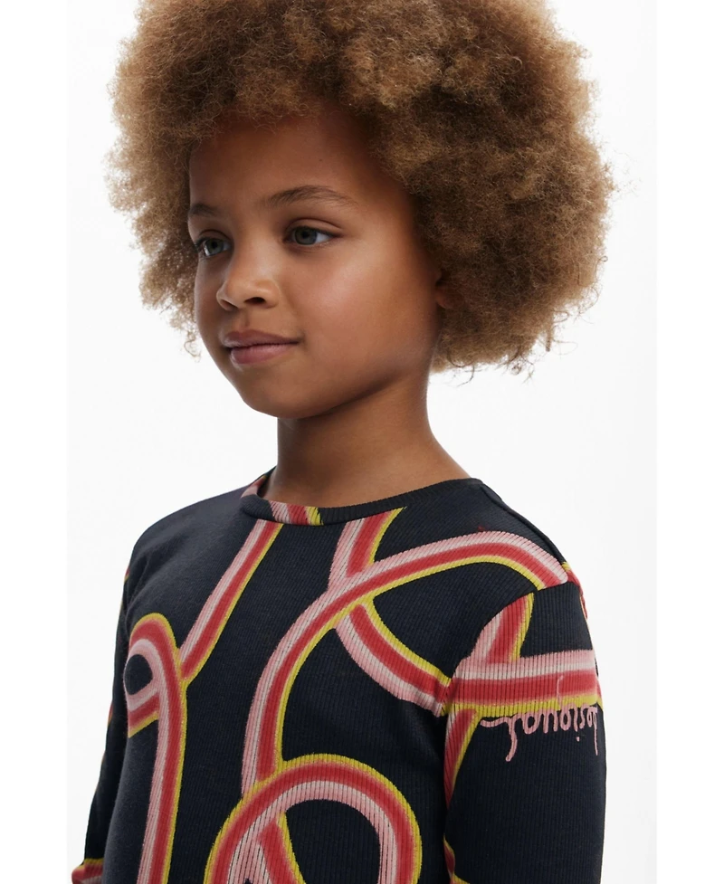 Desigual Girls's Long sleeve skater dress with streamers