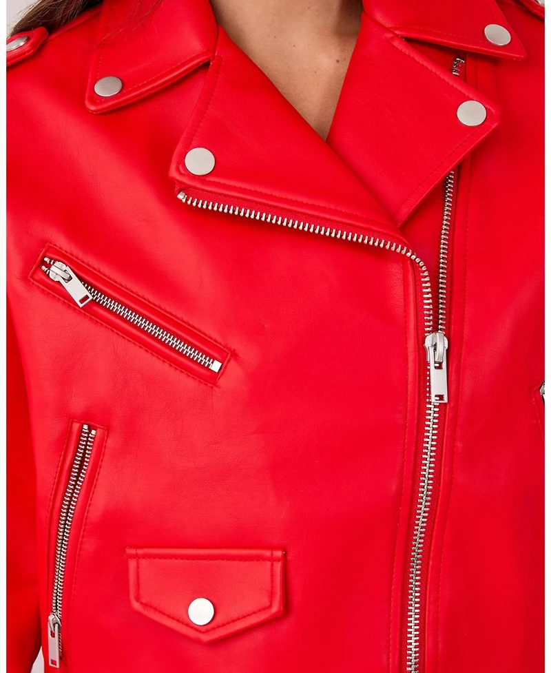 Nasty Gal Faux Leather Boxy Biker
