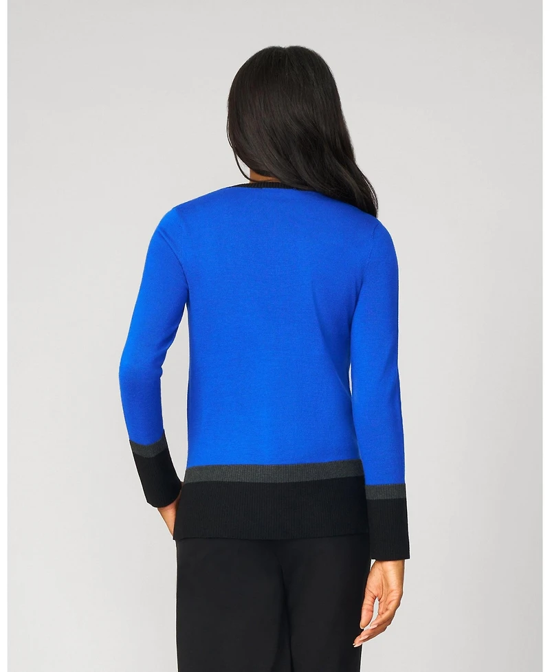 Cable & Gauge Women's Colorblock V-Neck Rib Tunic Sweater