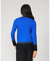 Cable & Gauge Women's Colorblock V-Neck Rib Tunic Sweater