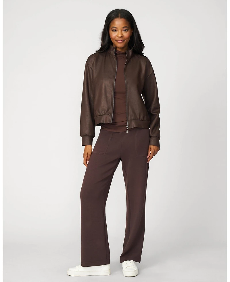 Cable & Gauge Women's Coated Cropped Bomber Jacket