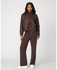 Cable & Gauge Women's Coated Cropped Bomber Jacket