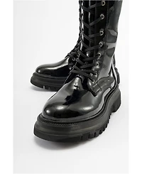 Prologue Shoes Piola Patent Combat Boot (Women)