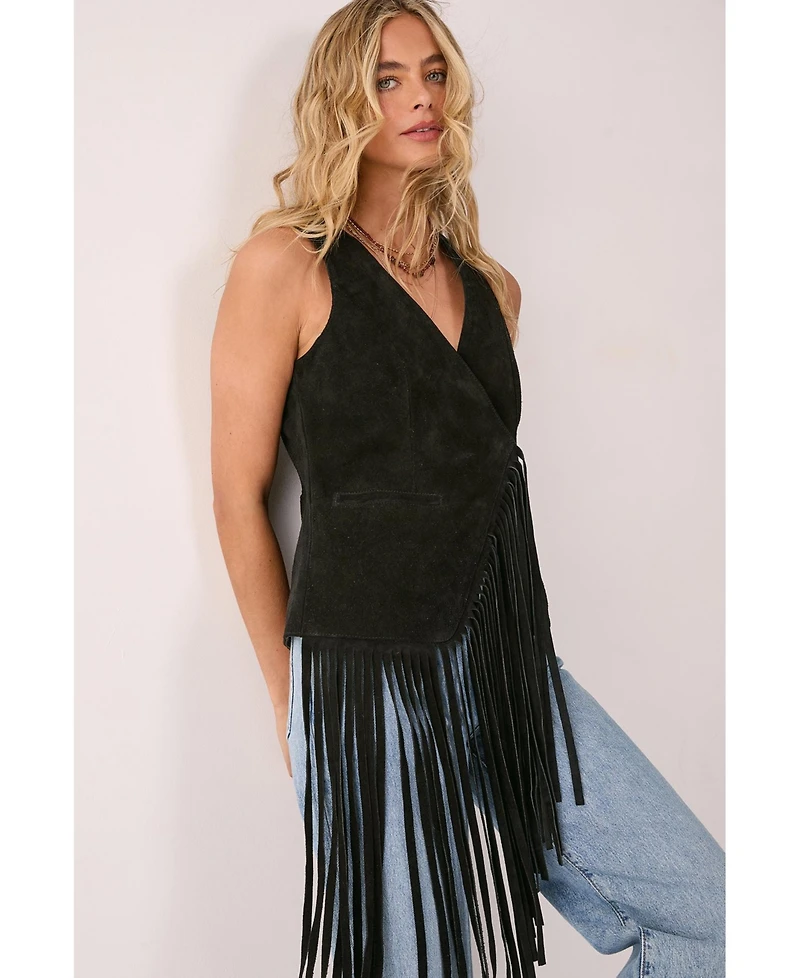 Nasty Gal Women's Premium Suede Fringe Waistcoat
