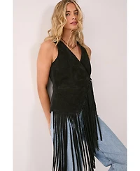 Nasty Gal Women's Premium Suede Fringe Waistcoat