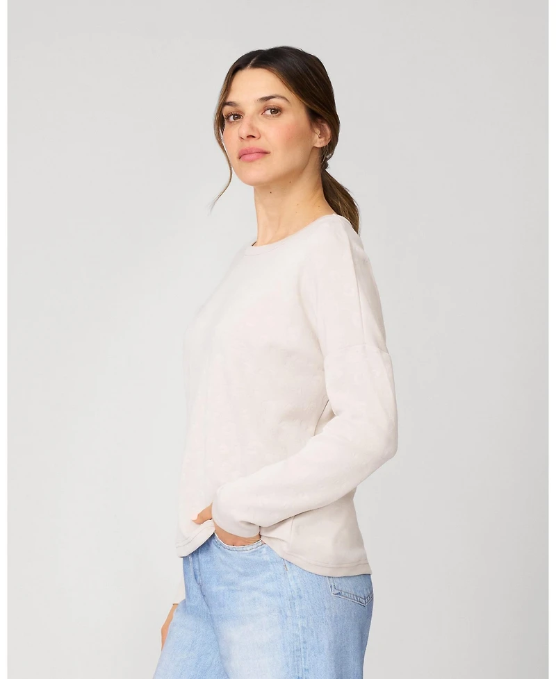Cable & Gauge Women's Tonal Cheetah Modal Drop Shoulder Top