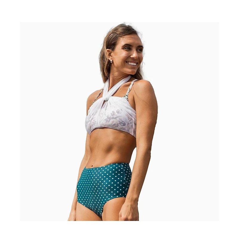 Calypsa Plus Size 3in1 Adjustable Strap Split Front Tankini Swim Top