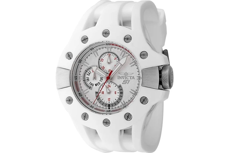 Invicta Men's 48121 S1 Rally Quartz 0 Silver, Red Dial Watch