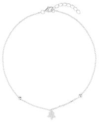 Macy's Cubic Zirconia Flower Beaded Anklet (0.14 ct. t.w.) in 14kK Gold Over Sterling Silver (also in Sterling Silver)