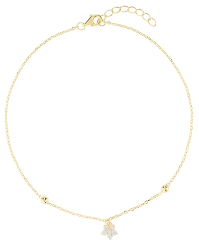 Macy's Cubic Zirconia Flower Beaded Anklet (0.14 ct. t.w.) 14kK Gold Over Sterling Silver (also Silver)