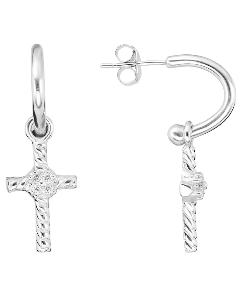 Macy's Cubic Zirconia Hoop Earrings (0.08 ct. t.w.) in Sterling Silver