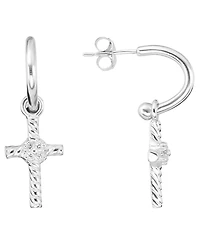 Macy's Cubic Zirconia Hoop Earrings (0.08 ct. t.w.) in Sterling Silver