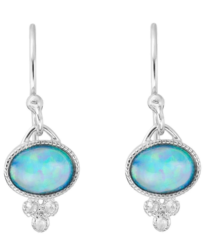 Macy's Simulated Opal (0.47 ct. t.w.) and Cubic Zirconia (0.06 ct. t.w.) Stud Earrings in Sterling Silver