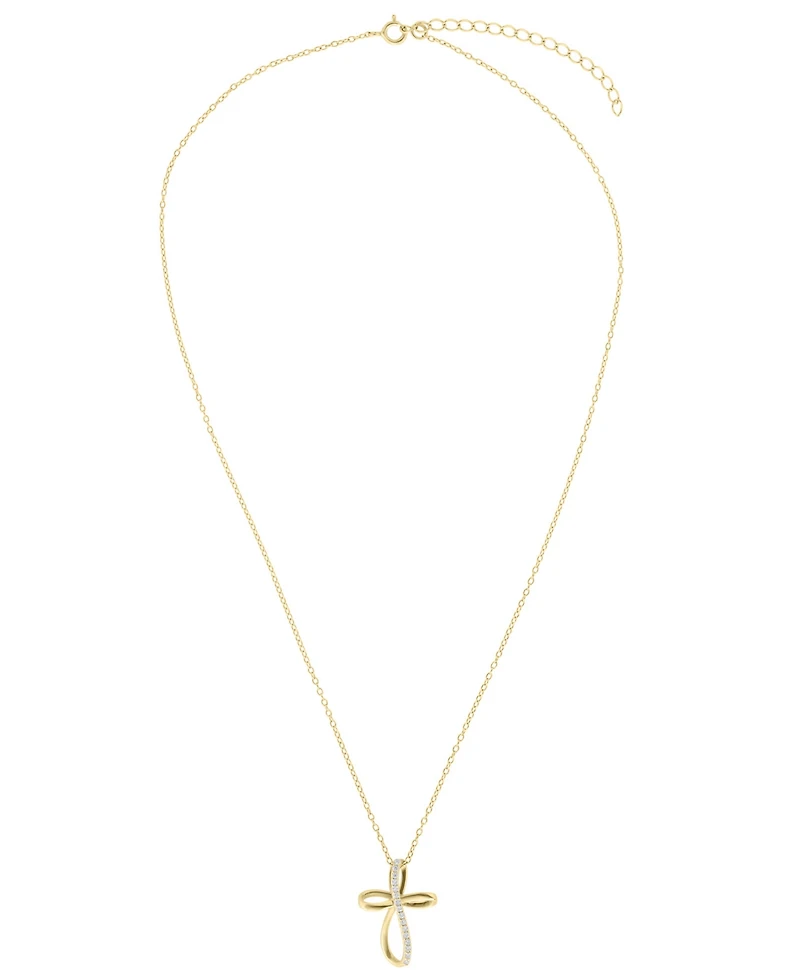 Macy's Cubic Zirconia Cross Necklace (0.14 ct. t.w.) Sterling Silver (also 14k Gold)