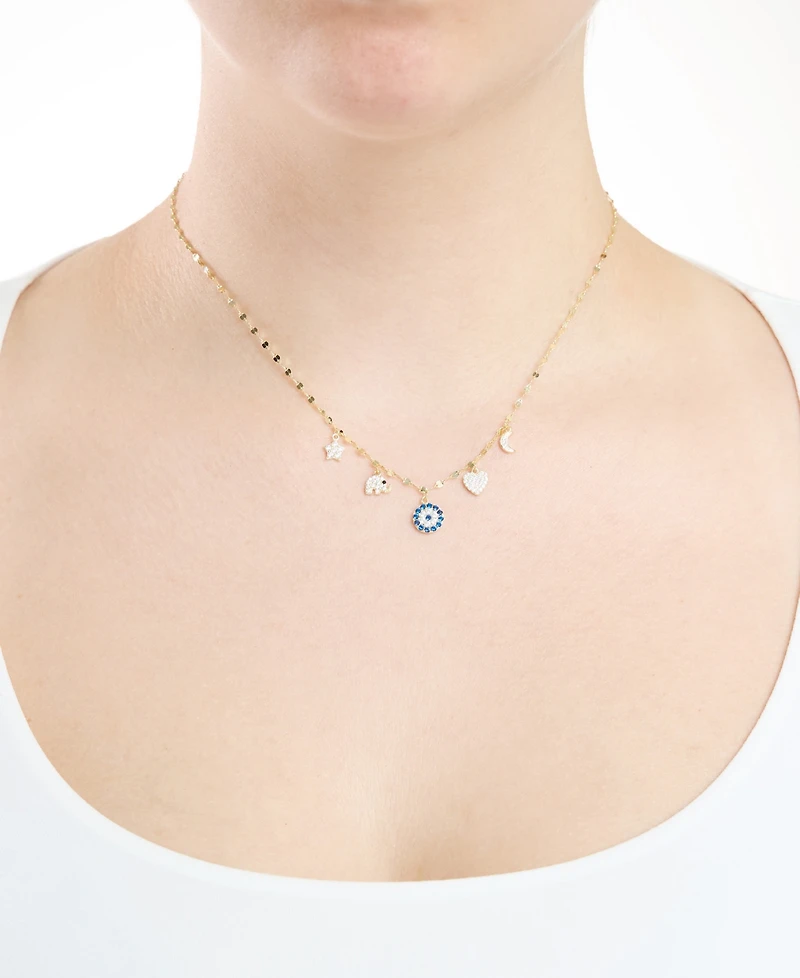 Macy's Cubic Zirconia Eye Luck Charm Pendant Necklace (0.856 ct. t.w.) Sterling Silver (also 14K Gold Over Silver)
