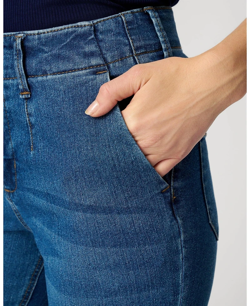 Cable & Gauge Women's High Rise Retro Flare Jean, Medium Blue