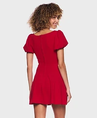 B Darlin Women's Puff Sleeves Fit and Flare Dress