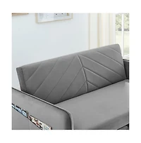 55'' Pull-Out Sleeper Sofa Bed with Usb Ports, Adjustable Backrest, Velvet 2-Seater Couch Side Pockets & Pillows-Maison Boucle