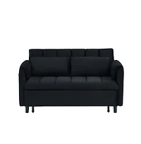 Maison Boucle 53" Pull-Out Sleeper Loveseat Sofa Bed, Convertible 3-in-1 Velvet Couch with Side Pockets & Back Support for Small Spaces-Maison Boucle