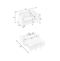 Maison Boucle 53" Pull-Out Sleeper Loveseat Sofa Bed, Convertible 3-in-1 Velvet Couch with Side Pockets & Back Support for Small Spaces-Maison Boucle