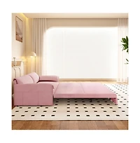 Maison Boucle 66" Queen Pull-Out Sofa Bed, Convertible 3-in-1 Velvet Sleeper Couch with Storage Pocket for Living Room or Guest Room-Maison