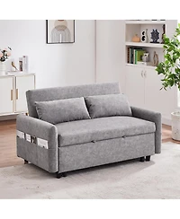 Maison Boucle 55" Convertible Sleeper Loveseat, Pull-Out Sofa Bed with Adjustable Back, Usb A/C Ports & Side Pockets for Small Living Spaces-Maison Bo