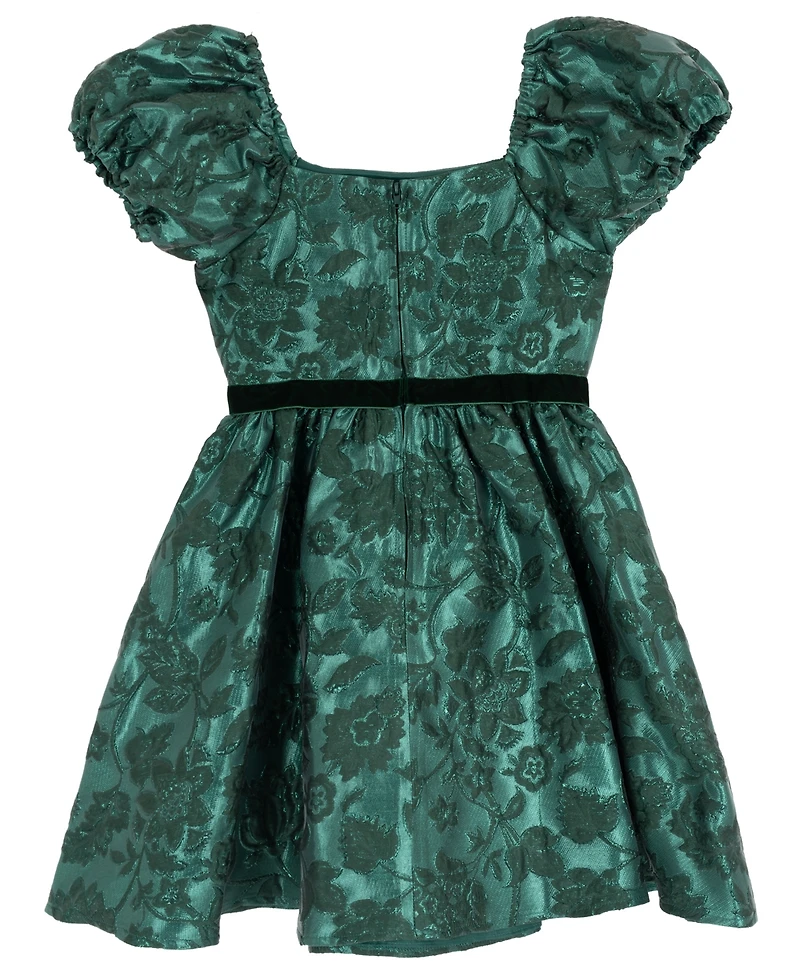 Rare Editions Girls 7-16 Brocade Puff Sleeves Dress
