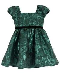Rare Editions Girls 2T-6X Two-Tone Brocade Short-Sleeve Dress