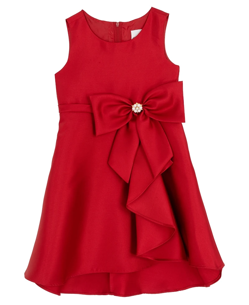 Rare Editions Girls 2T-6X Solid Mikado Sleeveless Dress