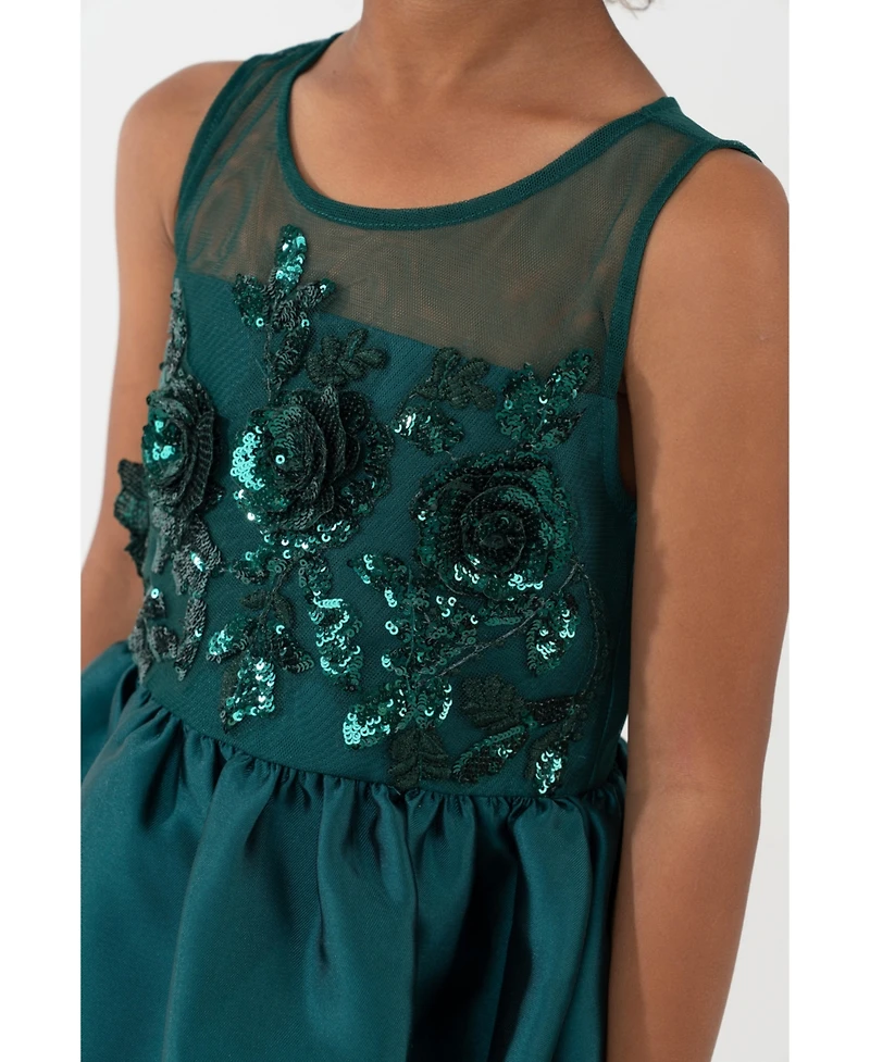 Rare Editions Girls 2T-6X Sequin Applique Illusion Dress