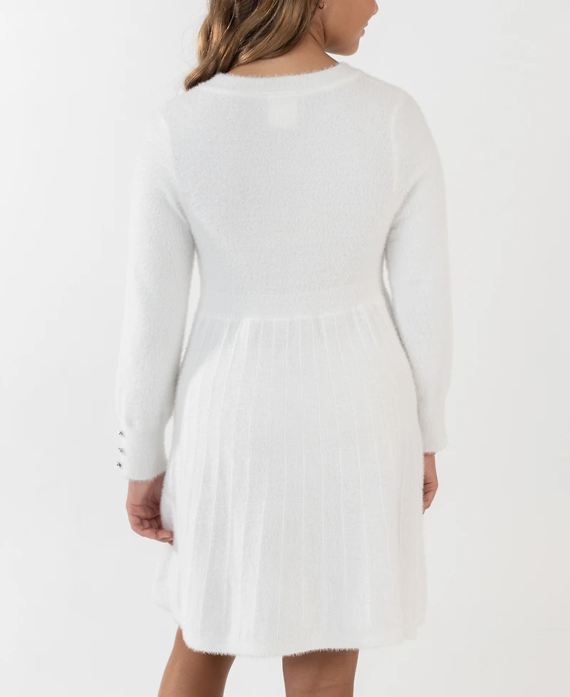 Rare Editions Girls 7-16 Long-Sleeves Pleated Sweater Dress