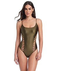 Red Carter Cross Side Cut Out One-Piece Swimsuit