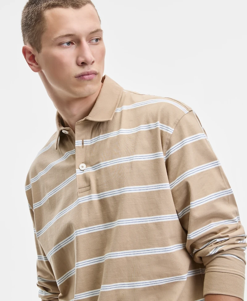 Hugo Boss Men's Nolongi Relaxed-Fit Long-Sleeve Striped Polo Shirt