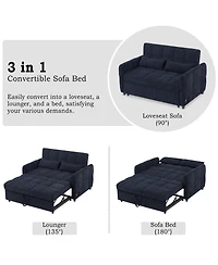 Maison Boucle Pull-Out Sleeper Sofa Bed, 52.8'' Tufted Loveseat with Adjustable Backrest, 3 Usb Ports & 2 Pillows for Apartment or Guest Room-Maison B