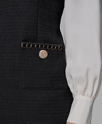 Karl Lagerfeld Paris Women's Textured Tweed Two-Tone Collar Dress
