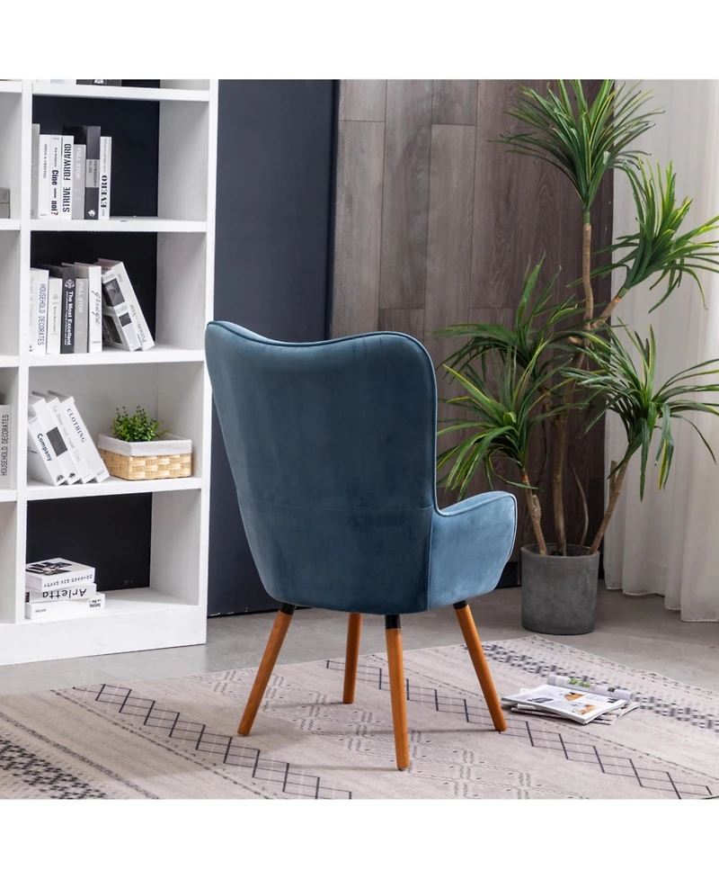 Jujabu Contemporary Silky Velvet Tufted Button Back Accent Chair