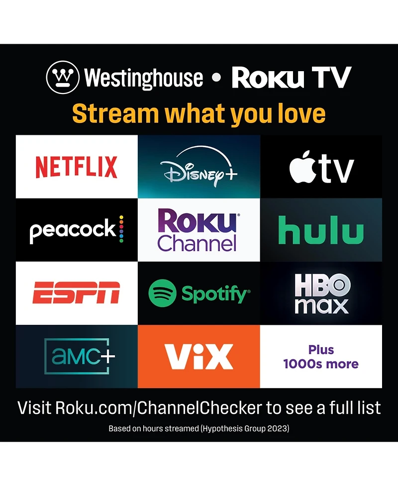 Westinghouse 40" Roku Smart Tv, Fhd Qled, Dolby+, Wi-Fi, Bluetooth, Apple AirPlay, Alexa & Google Assistant, Flat Screen