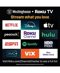 Westinghouse 40" Roku Smart Tv, Fhd Qled, Dolby+, Wi-Fi, Bluetooth, Apple AirPlay, Alexa & Google Assistant, Flat Screen