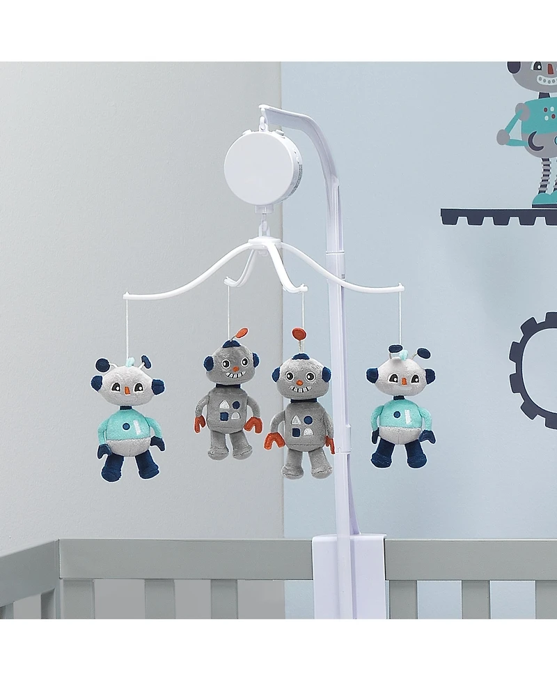 Bedtime Originals Robbie Robot Musical Baby Crib Mobile Soother Toy - Gray