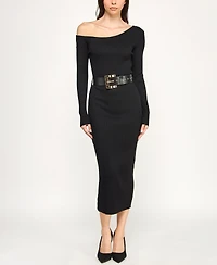 Rosie Harlow Juniors' Long Sleeve Belted Midi Dress