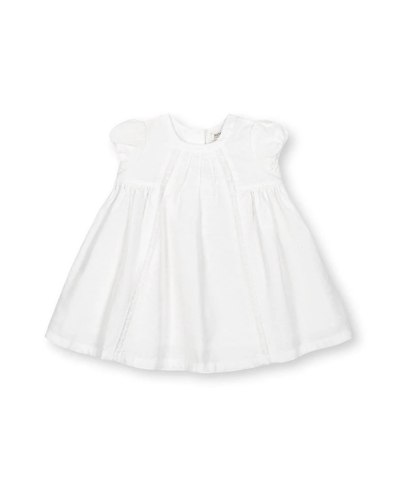 Hope & Henry Baby Short Sleeve Special Occasion Linen Pintuck Dress