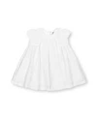 Hope & Henry Baby Short Sleeve Special Occasion Linen Pintuck Dress