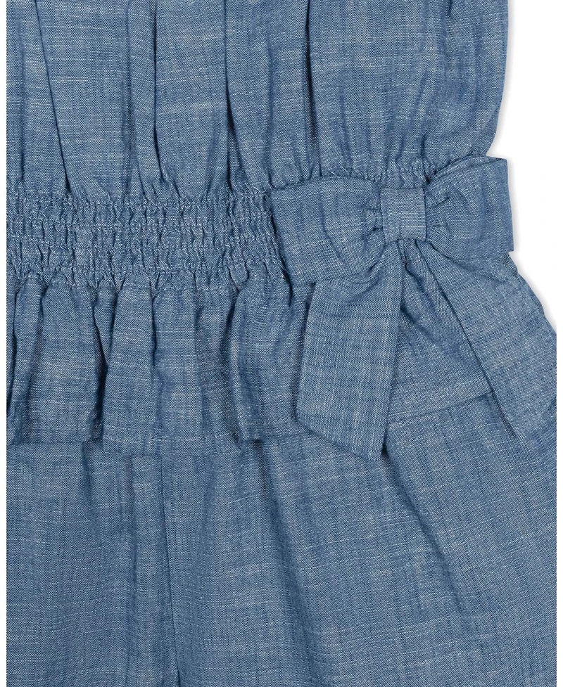 Hope & Henry Toddler Girls Sleeveless Smocked Waist Chambray Romper